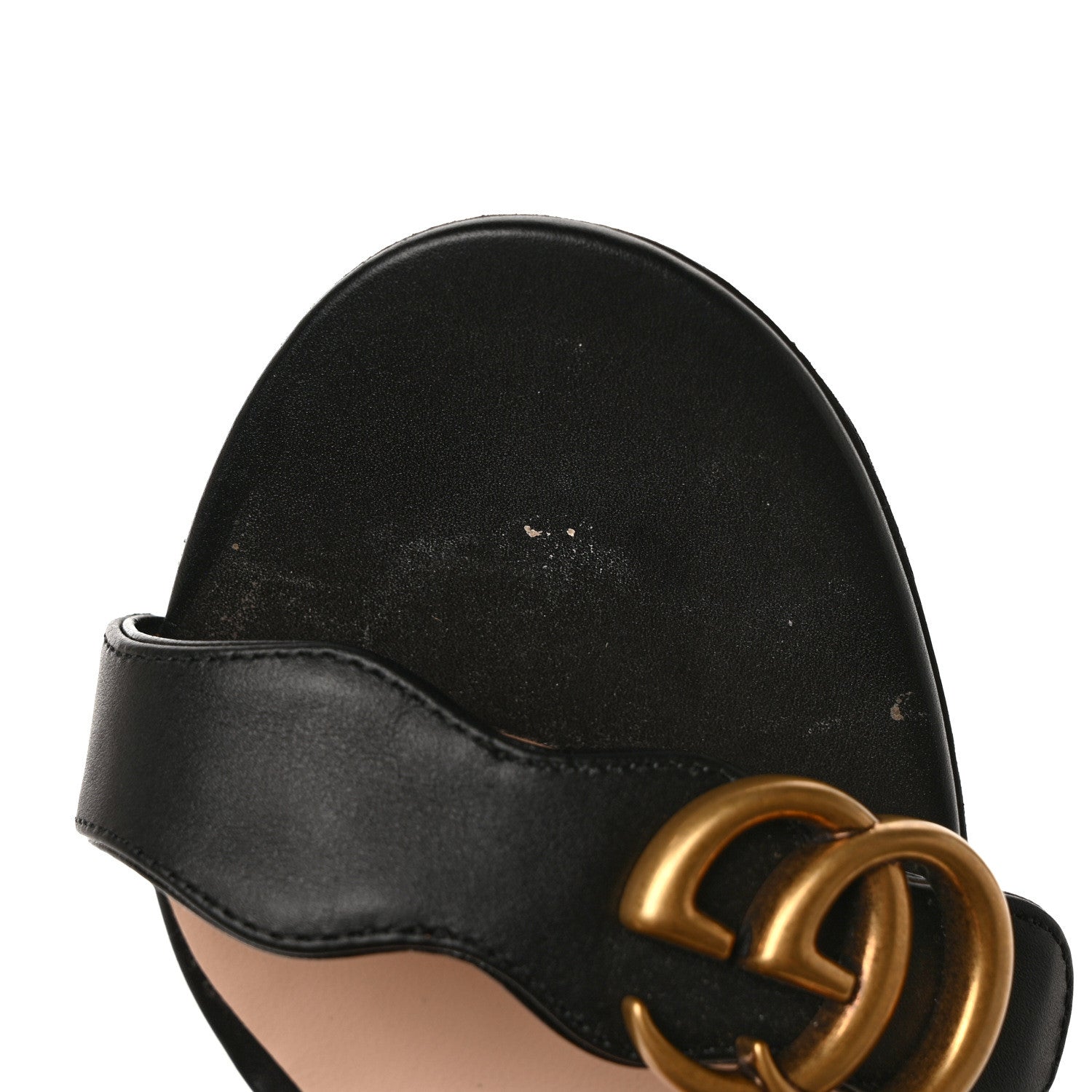 Gucci Lifford Calfskin GG Marmont Ankle Wrap 105mm Sandals 38 Black 8 of 9