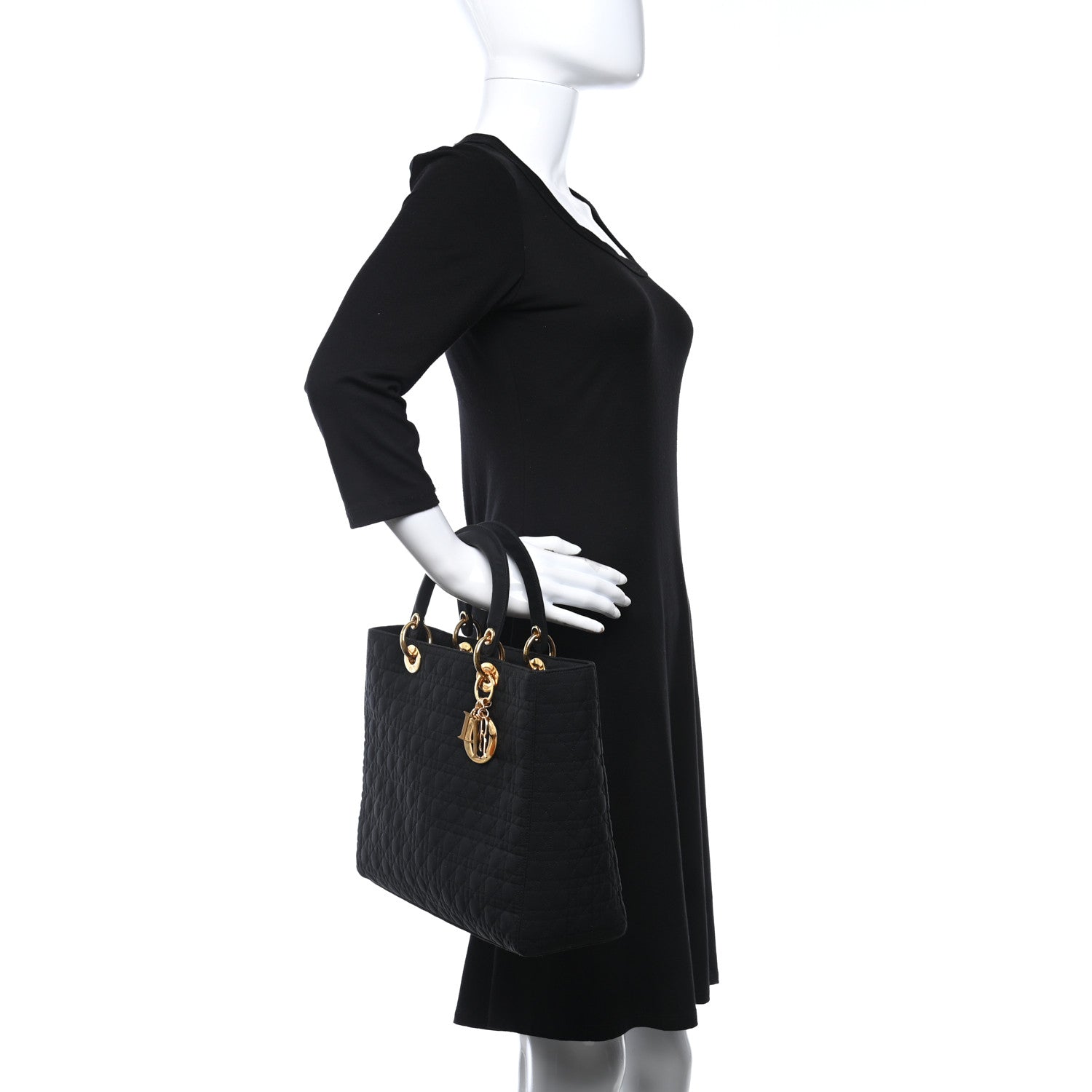 Christian Dior Nylon Cannage Large Lady Dior Black 2 of 11