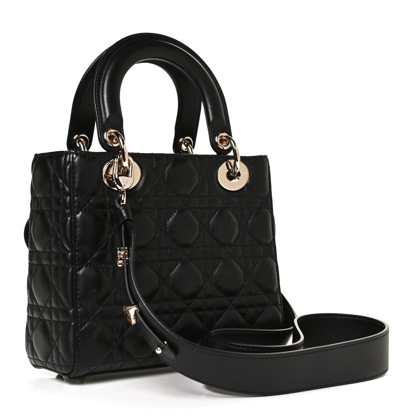 Lambskin Cannage Small Lucky Badges My Lady Dior Black