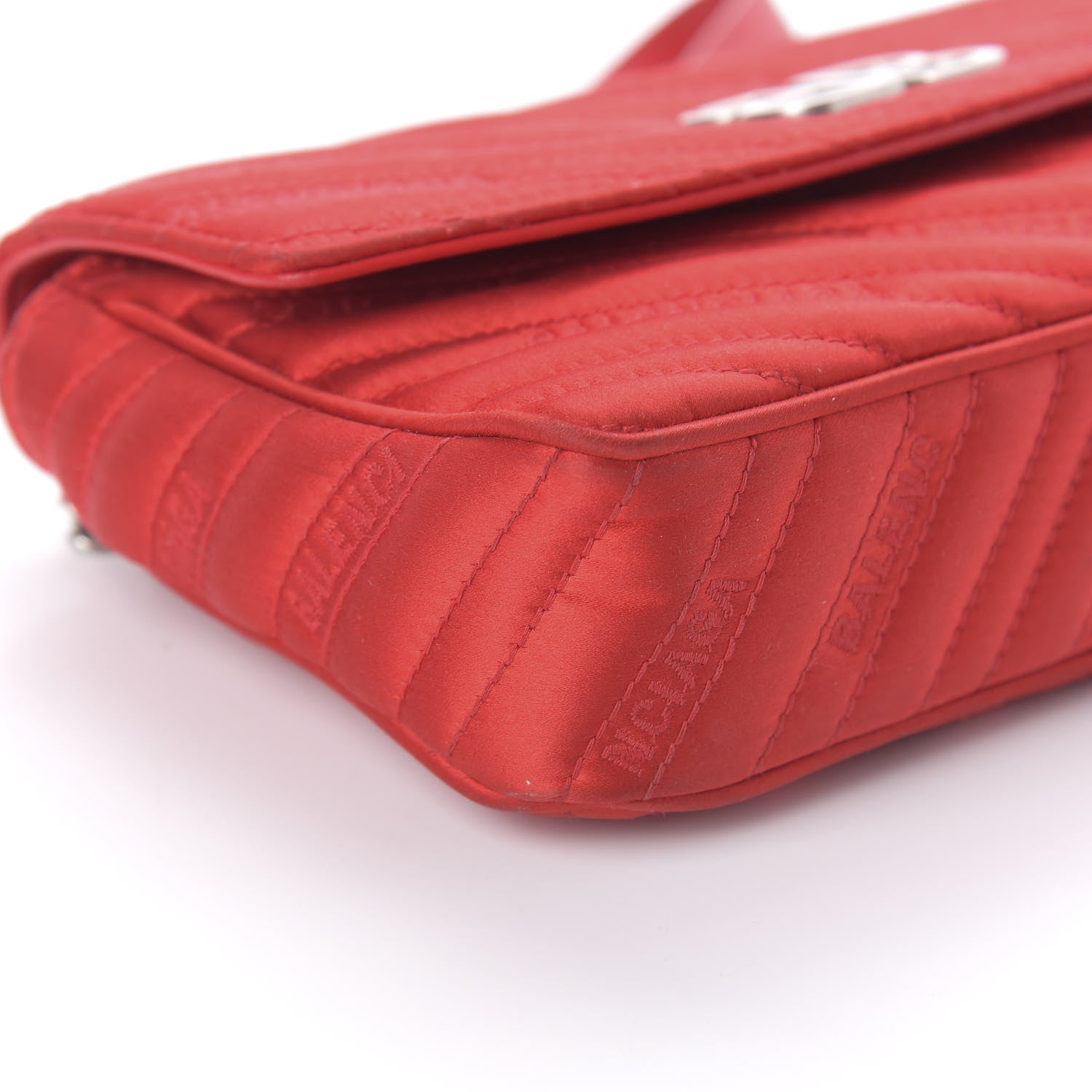 Balenciaga Satin Jacquard Logo Matelasse S BB Round Shoulder Bag Red 6 of 12