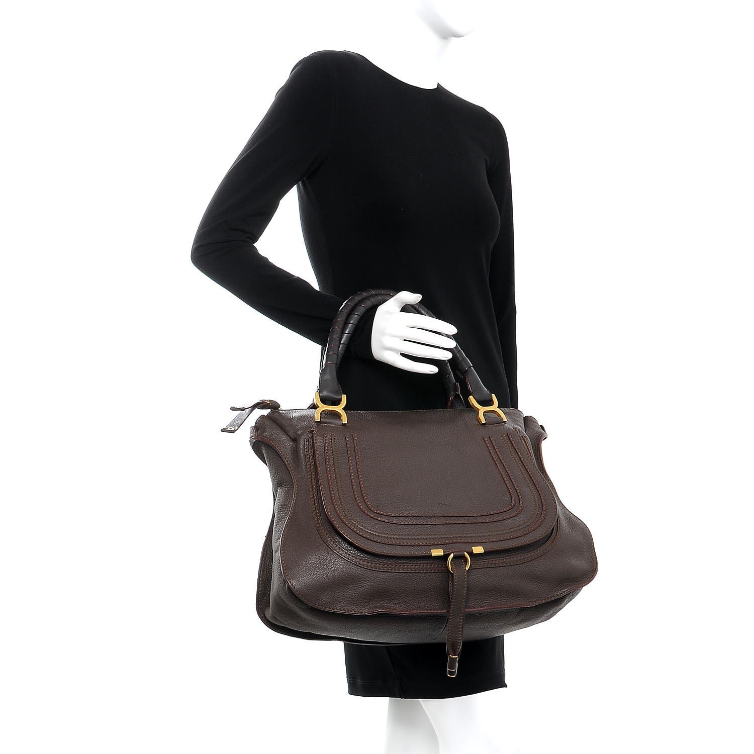 Chloe Calfskin Large Marcie Satchel Truffle 2 of 10