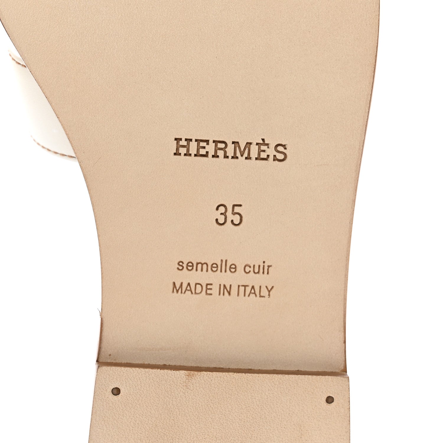 Hermes Box Calfskin Oran Sandals 35 White 6 of 9
