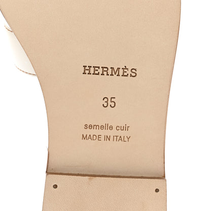 Hermes Box Calfskin Oran Sandals 35 White 6 of 9
