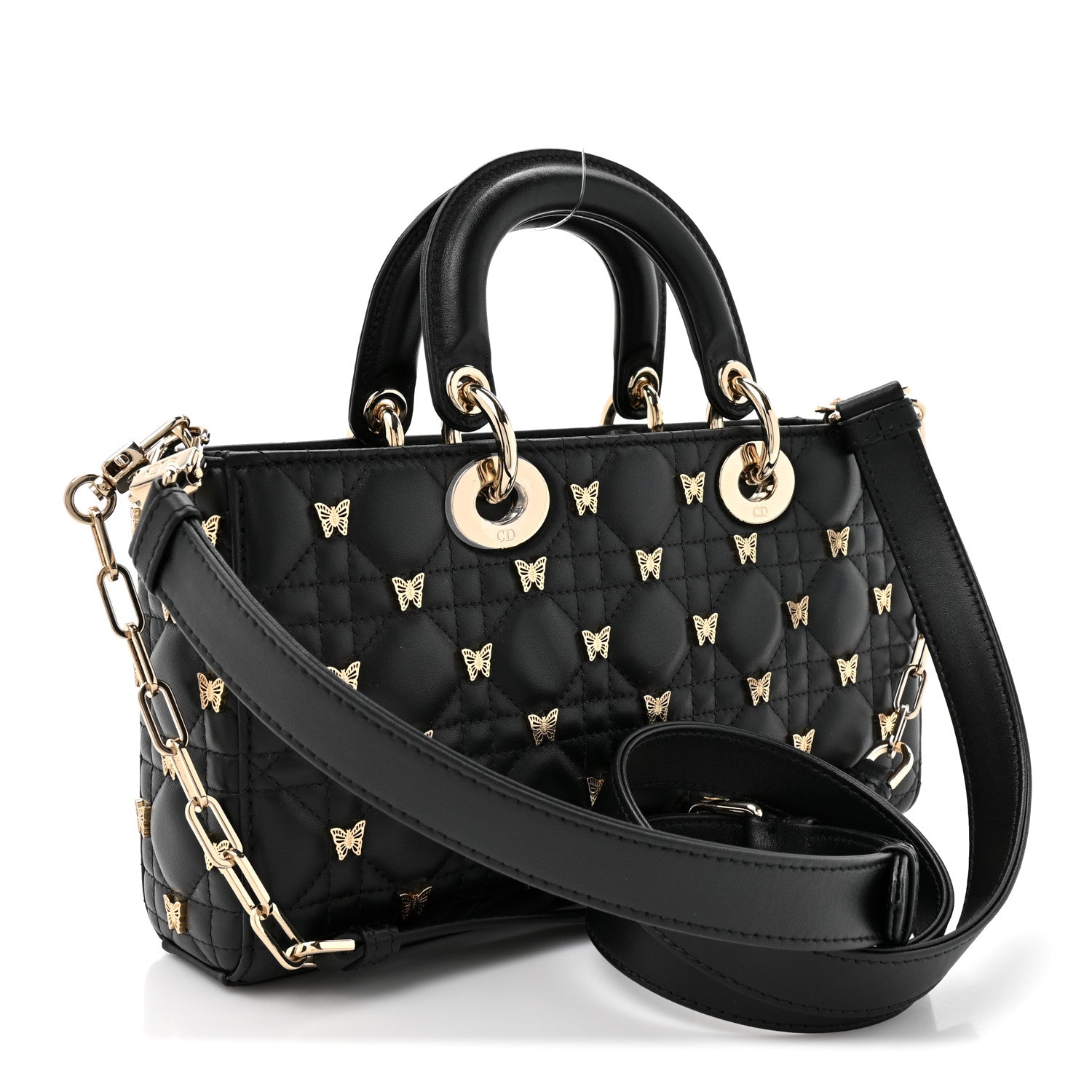 Christian Dior Lambskin Butterfly Cannage Lady D-Joy Black 3 of 10