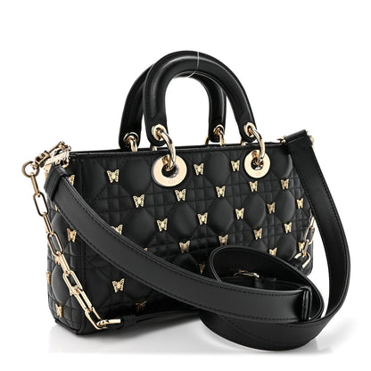 Christian Dior Lambskin Butterfly Cannage Lady D-Joy Black 3 of 10