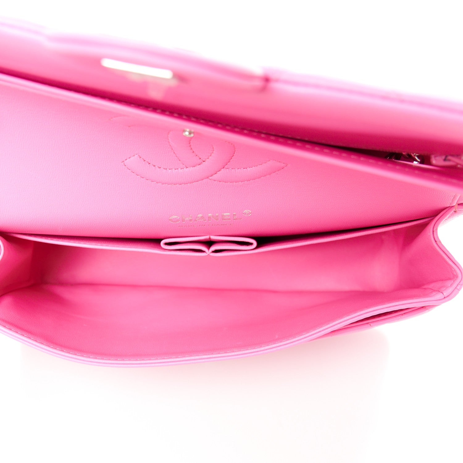 Chanel Lambskin Quilted Medium Double Flap Neon Pink 5 of 11