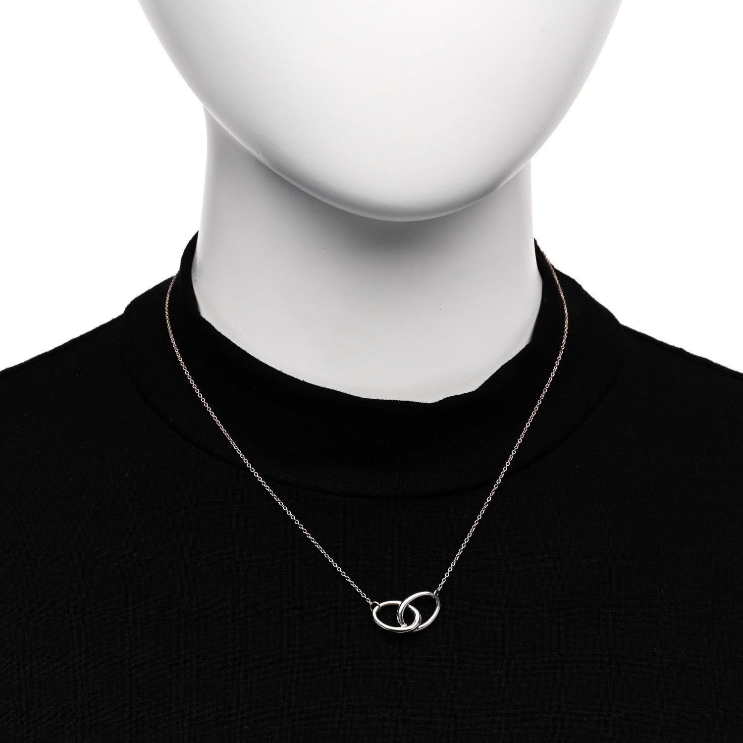 Tiffany Sterling Silver Elsa Peretti Interlocking Ovals Pendant Necklace 2 of 5