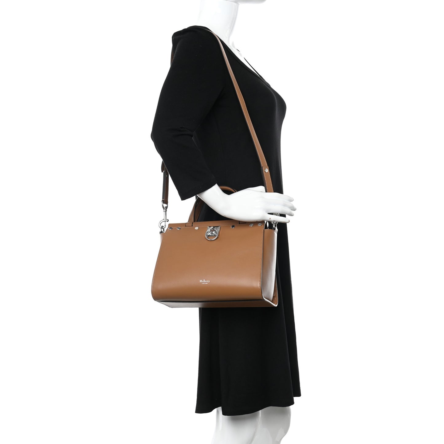 Smooth Calfskin Stud Iris Tote Teak