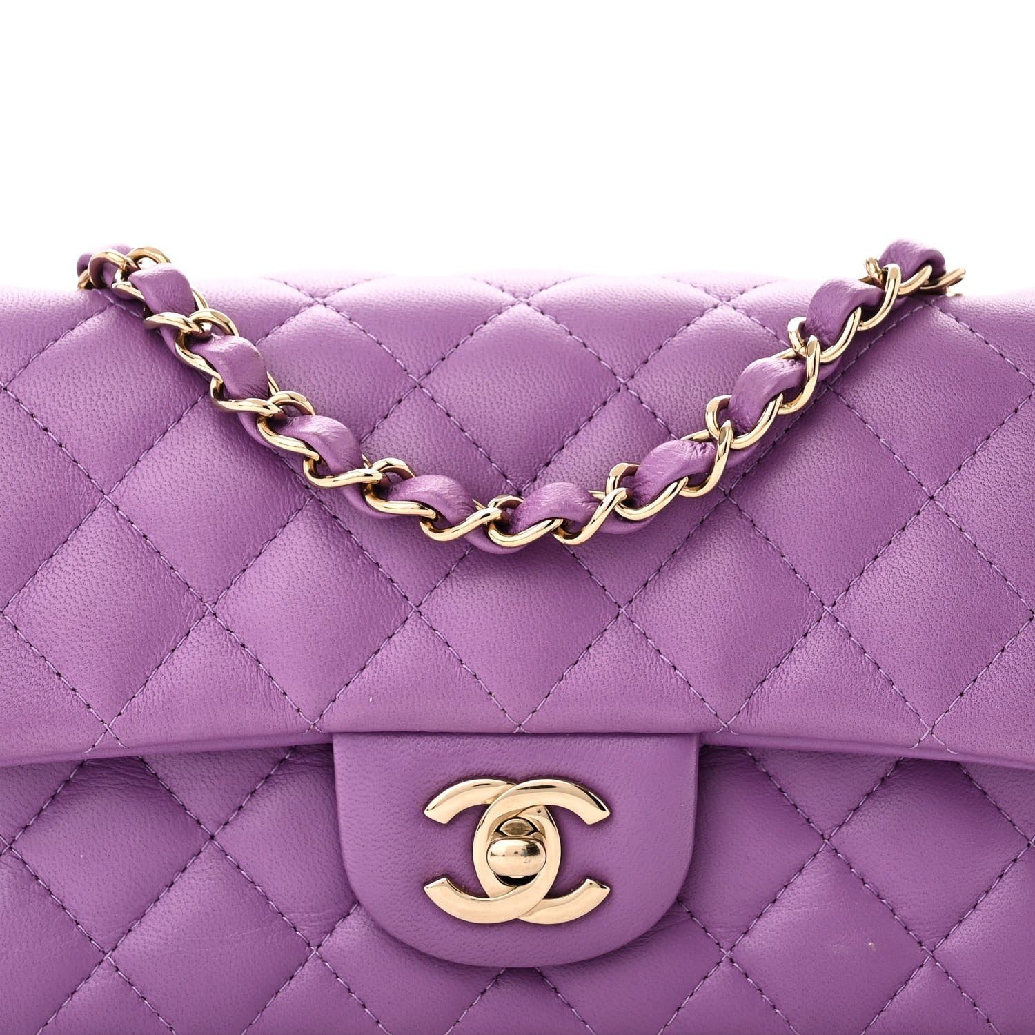 Chanel Lambskin Quilted Mini Rectangular Flap Purple 8 of 10