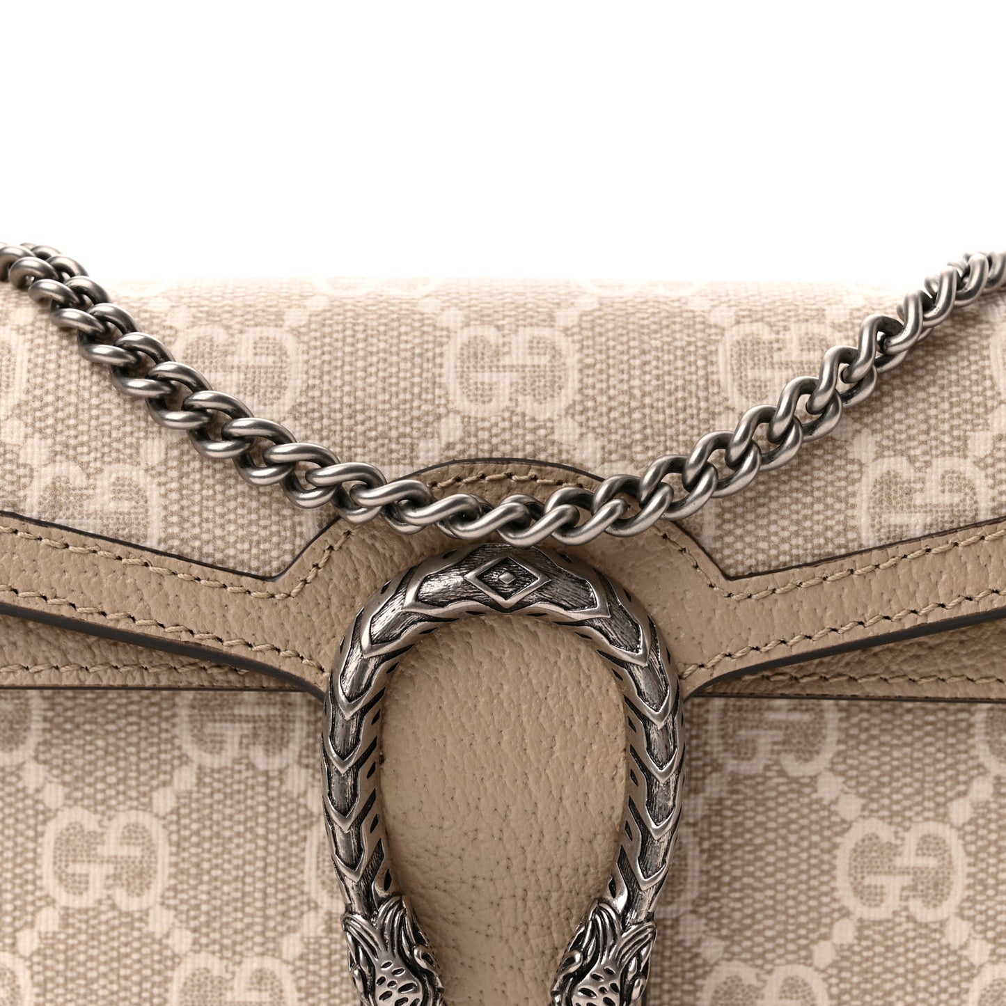 GG Supreme Monogram Textured Dollar Calfskin Super Mini Dionysus Shoulder Bag Beige Mystic White Oatmeal