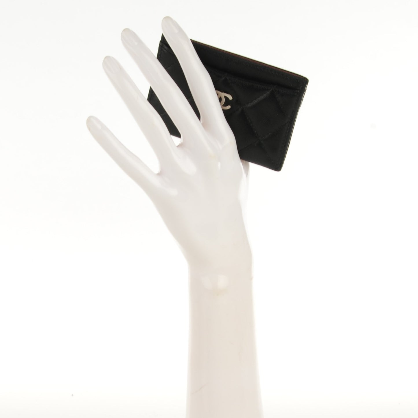 Lambskin Quilted Card Holder Black