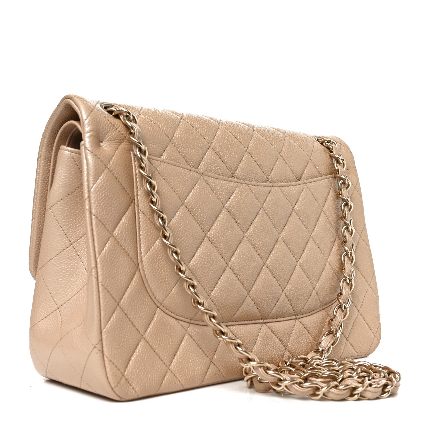 Chanel Pearly Caviar Quilted Jumbo Double Flap Beige 3 of 10