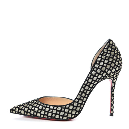 Christian Louboutin Glitter Floque Suede Iriza 100 Pumps 35 Platine Black 1 of 12