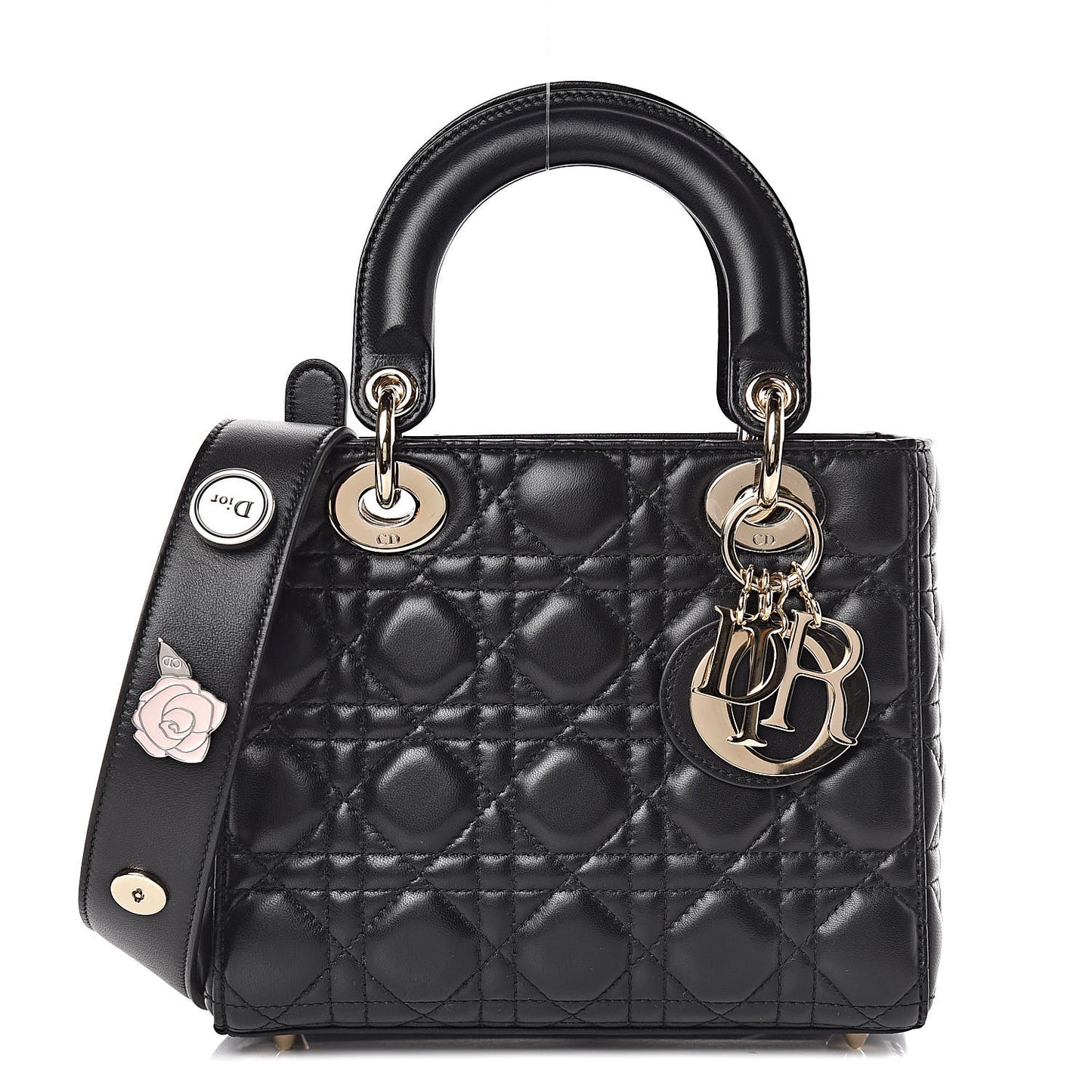 Lambskin Cannage Small Lucky Badges My Lady Dior Black