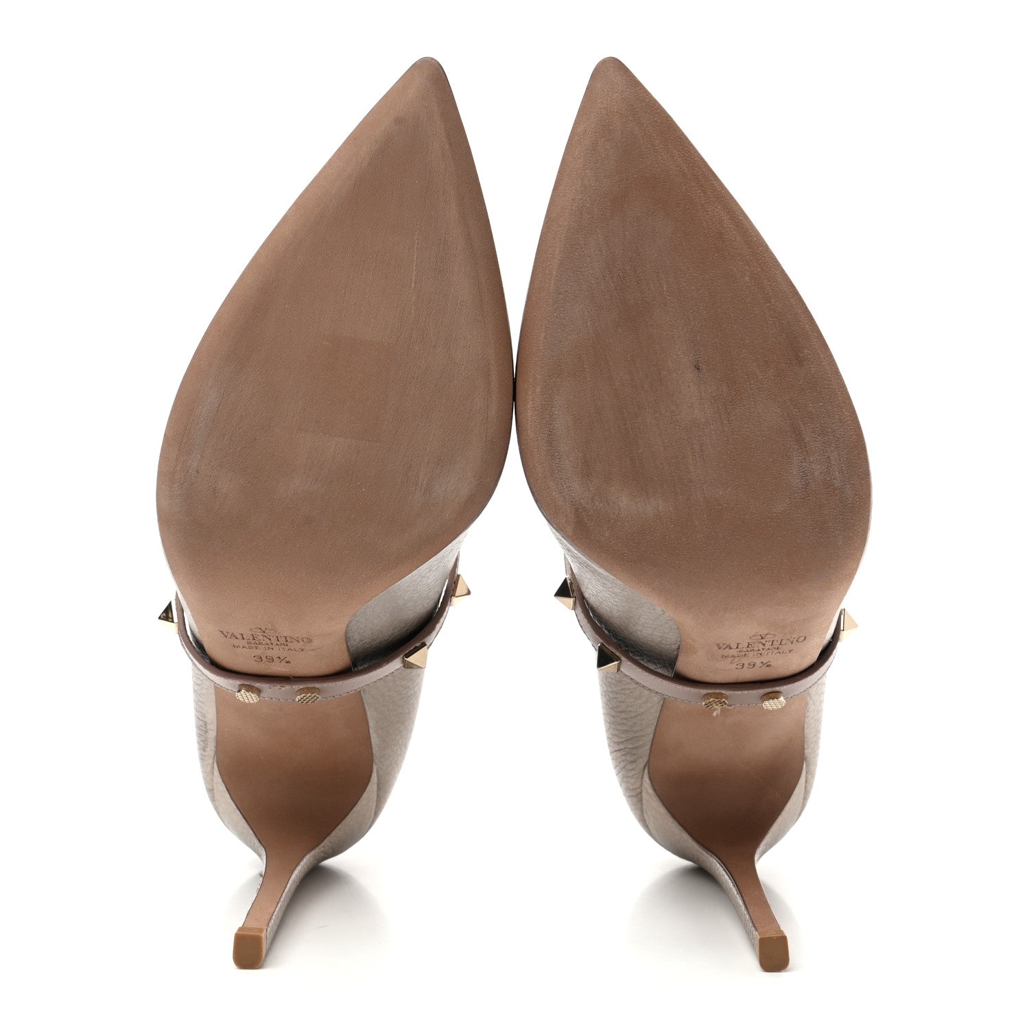 Valentino Garavani Metallic Pebbled Calfskin Rockstud Studwrap Strap 105mm Pumps 39.5 Skin Poudre 5 of 8