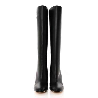 Fendi Vitello Karligraphy Embossed Knee High Boots 37 Black 2 of 10