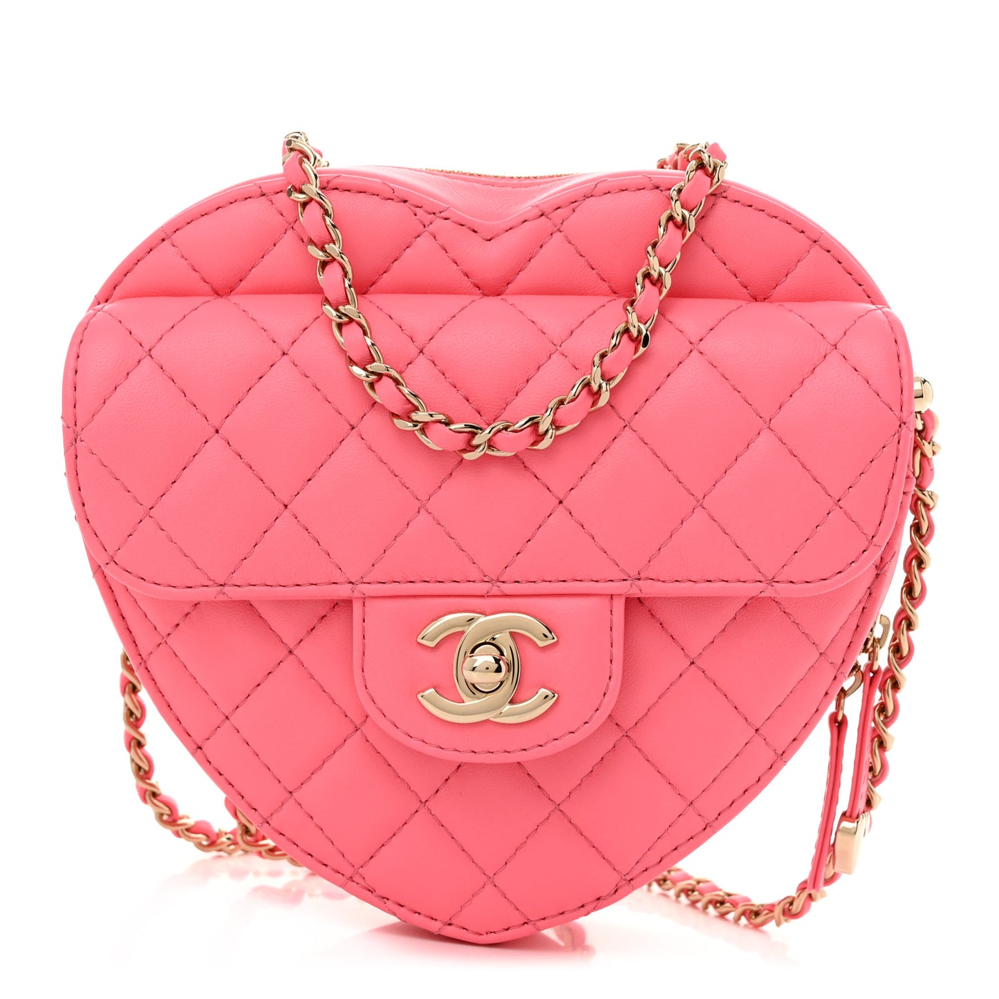 Lambskin Quilted CC In Love Heart Bag Pink
