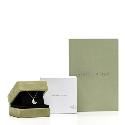 Van Cleef & Arpels 18K Yellow Gold Mother of Pearl Sweet Alhambra Butterfly Pendant Necklace 6 of 6