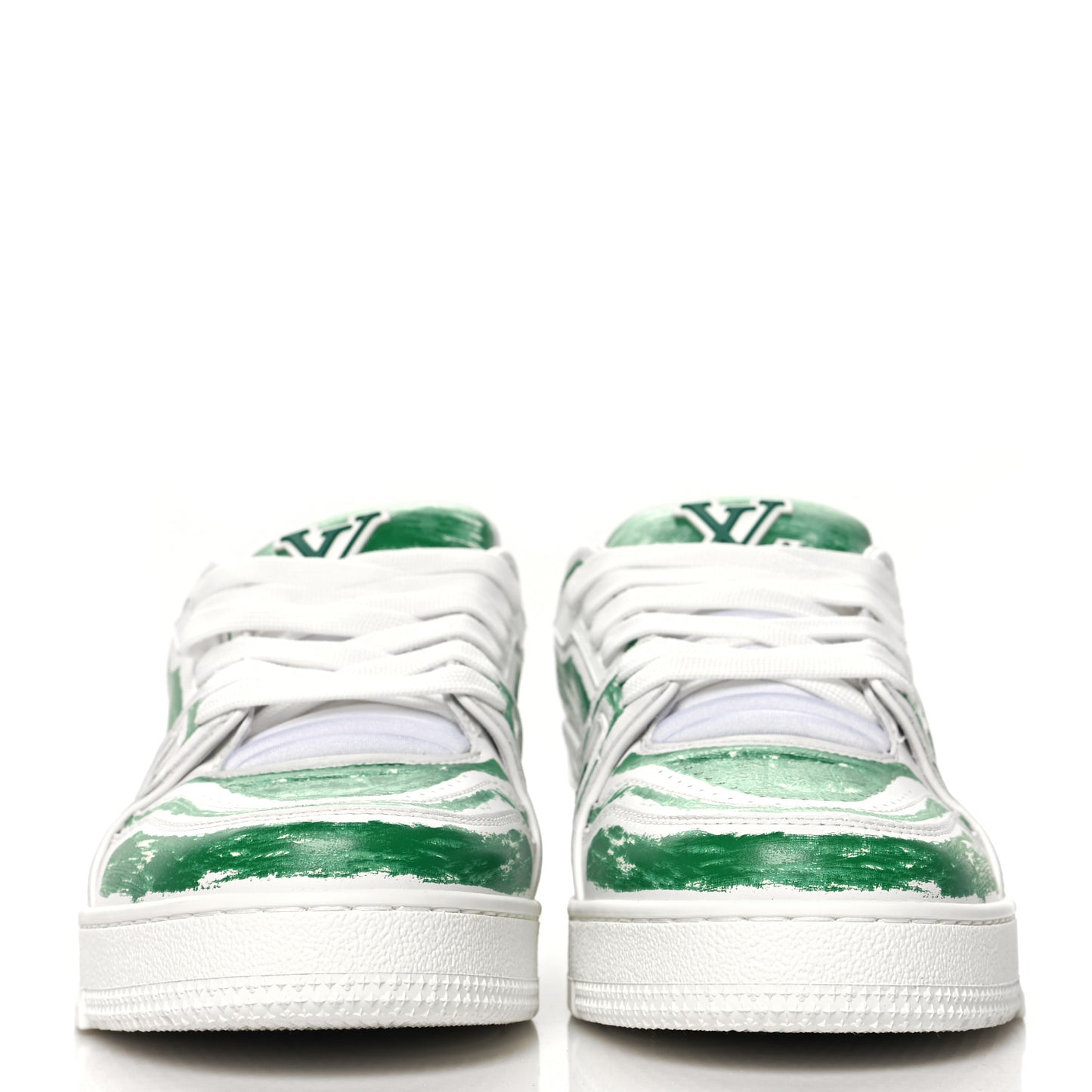 Calfskin Printed Mens LV Trainer Sneakers 8.5 Green