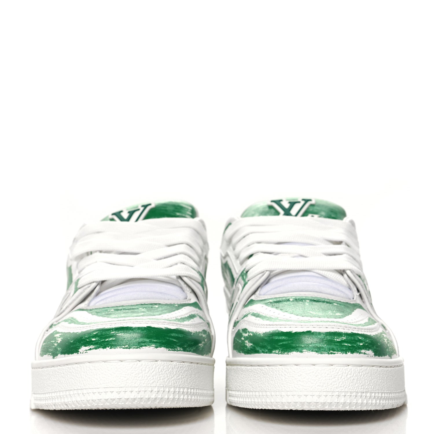 Louis Vuitton Calfskin Printed Mens LV Trainer Sneakers 8.5 Green 3 of 9