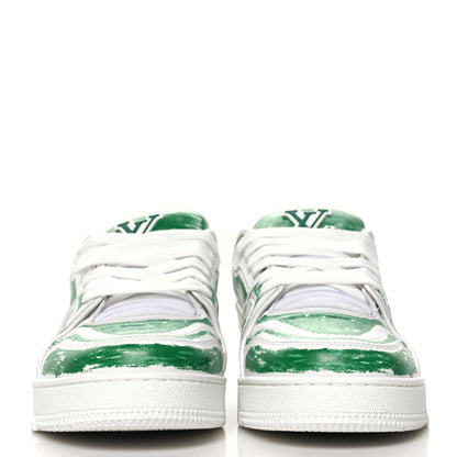 Louis Vuitton Calfskin Printed Mens LV Trainer Sneakers 8.5 Green 3 of 9