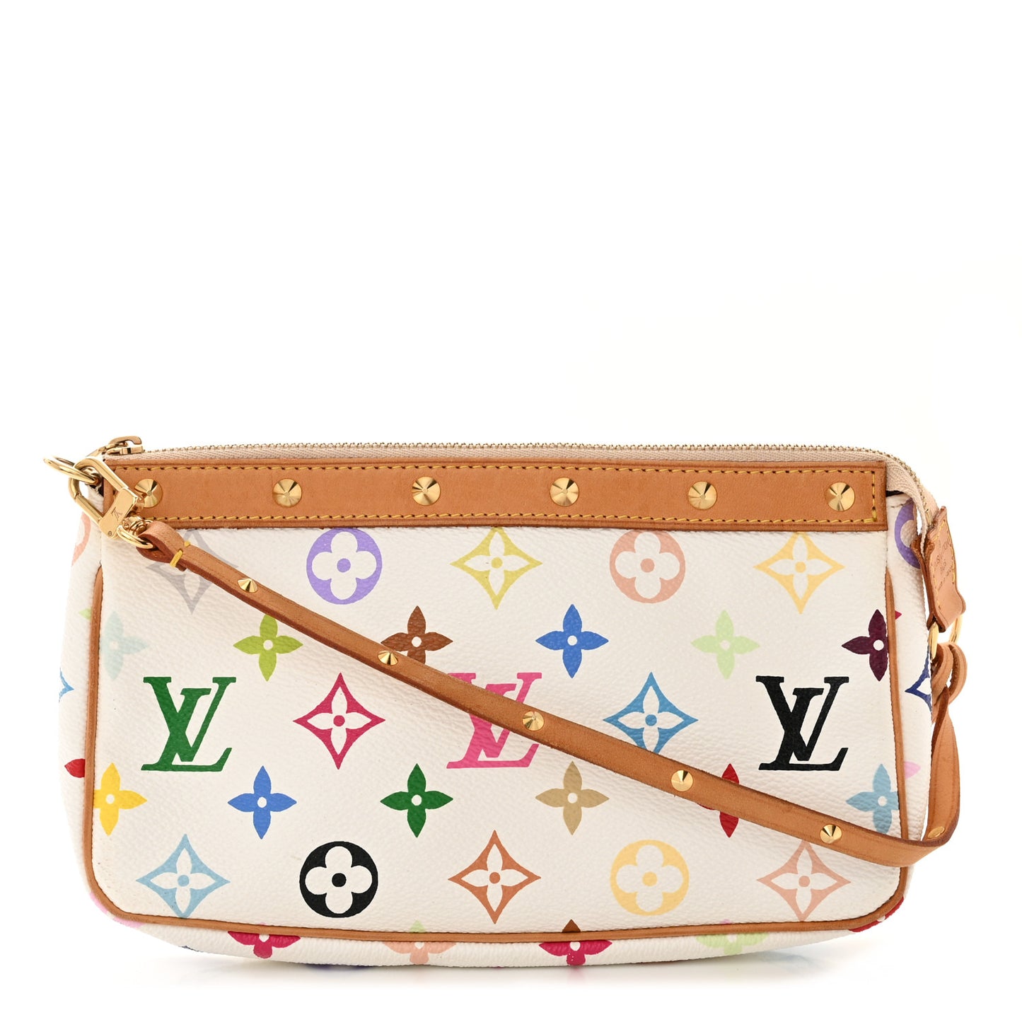 LOUIS VUITTON Monogram Multicolor Pochette Accessories White