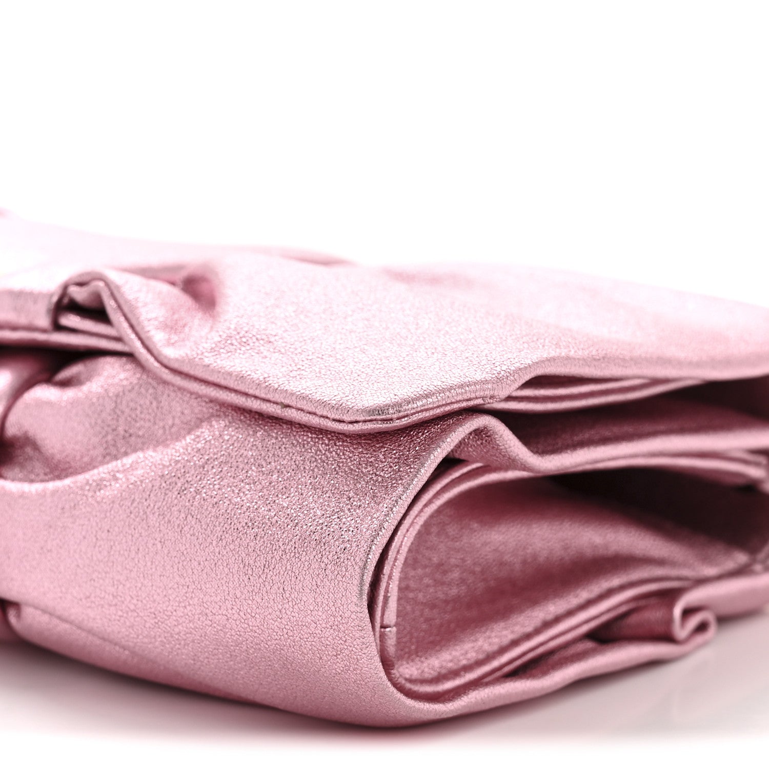 Chanel Metallic Lambskin Tie My Bow Flap Clutch With Chain Pink 10 of 11