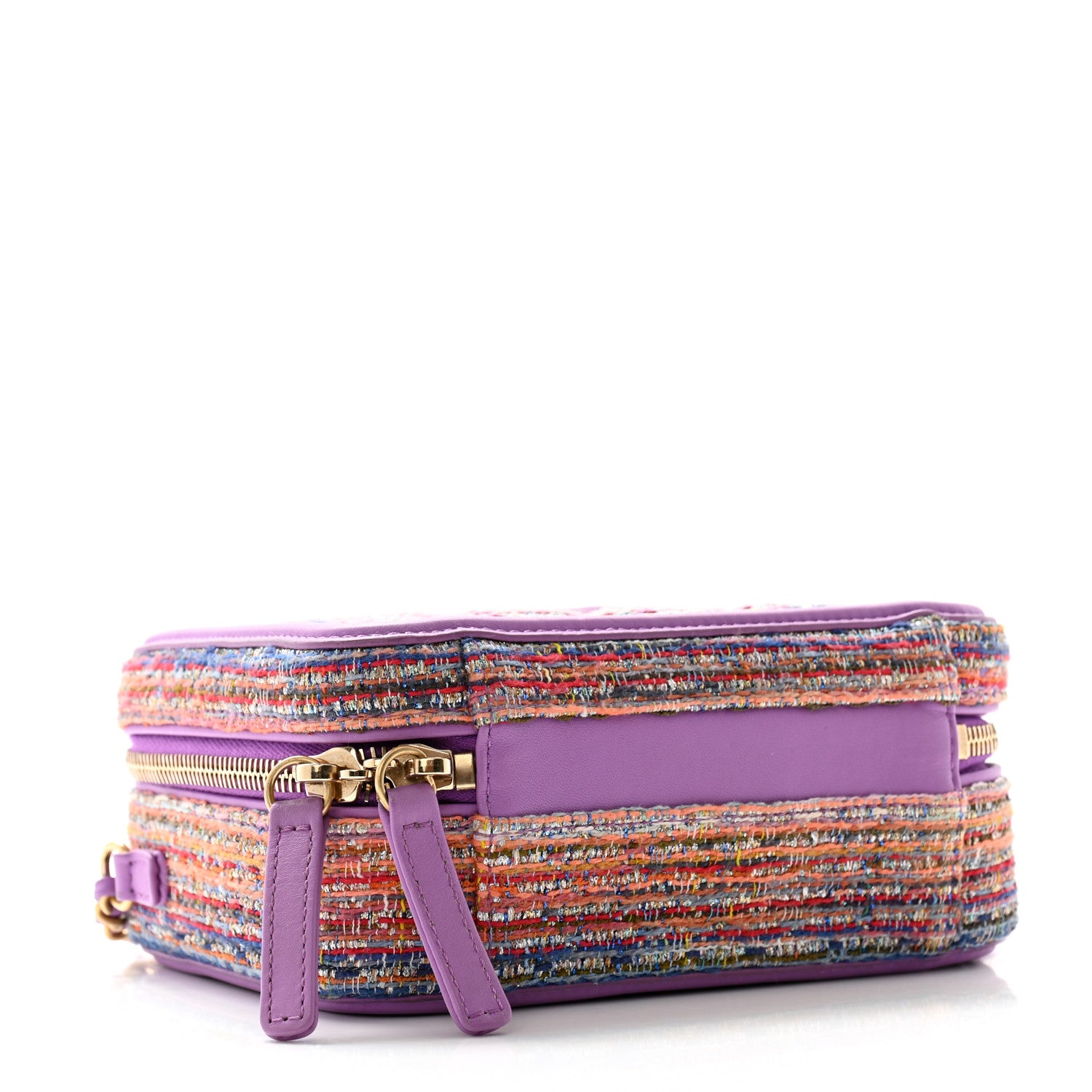 Chanel Tweed Quilted Small CC Filigree Vanity Case Purple Multicolor 4 of 11