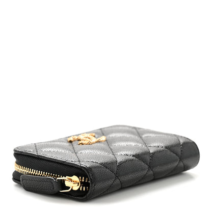 Chanel Caviar Quilted Crystal Zip Around Coin Purse Wallet Black 4 of 8