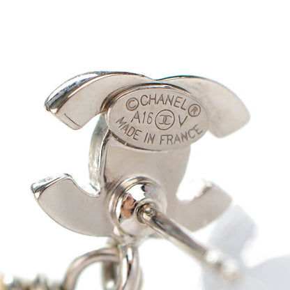 Chanel Crystal Pearl CC Drop Earrings Silver 4 of 5