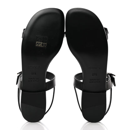 Hermes Calfskin Cristal Sandals 37.5 Black 5 of 17