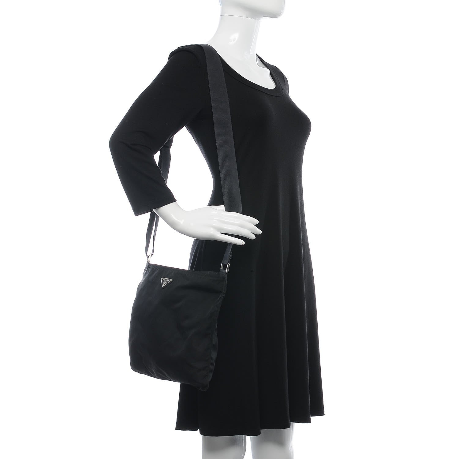 Prada Tessuto Nylon Flat Messenger Bag Black 2 of 7