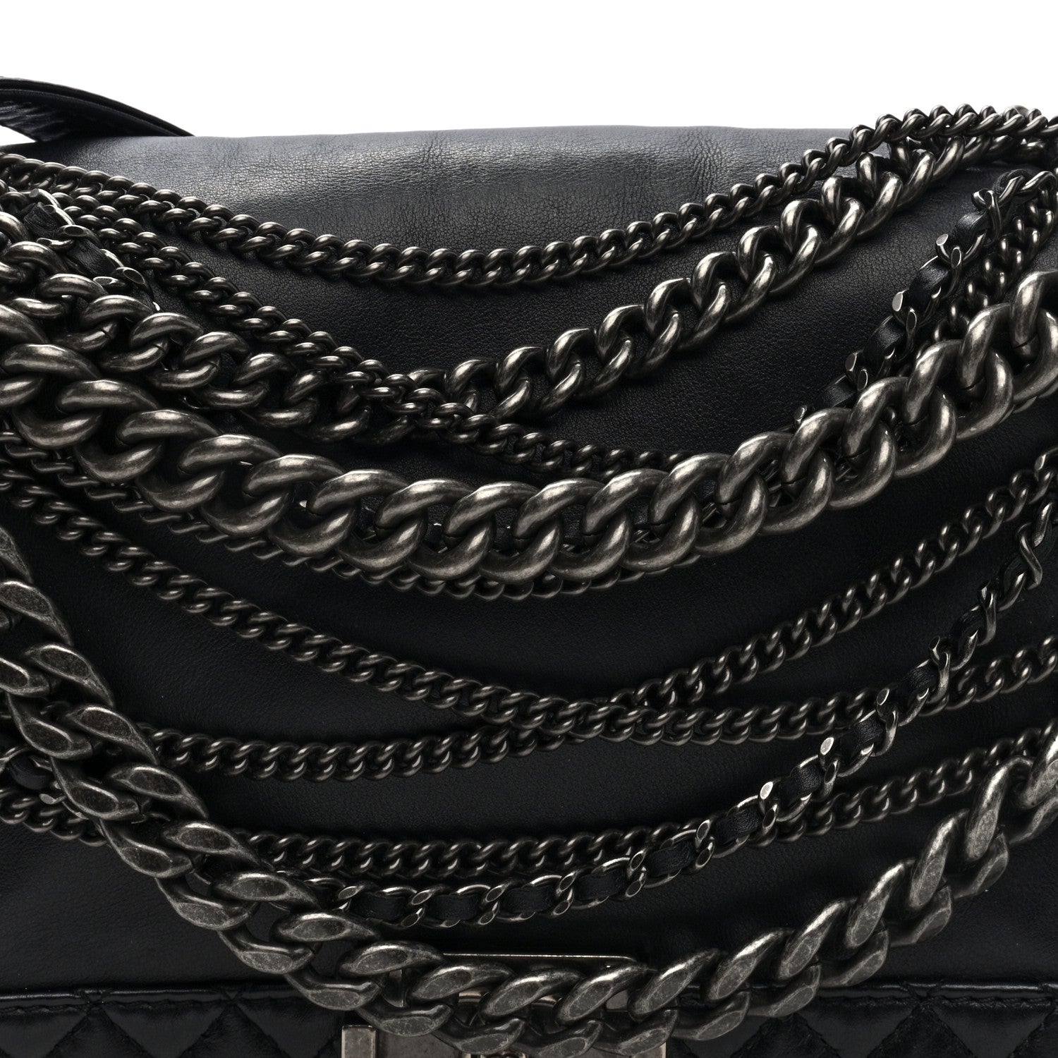 Chanel Calfskin Enchained New Medium Boy Flap Black 8 of 10