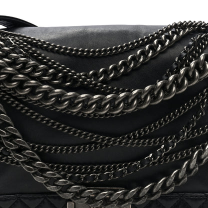 Chanel Calfskin Enchained New Medium Boy Flap Black 8 of 10