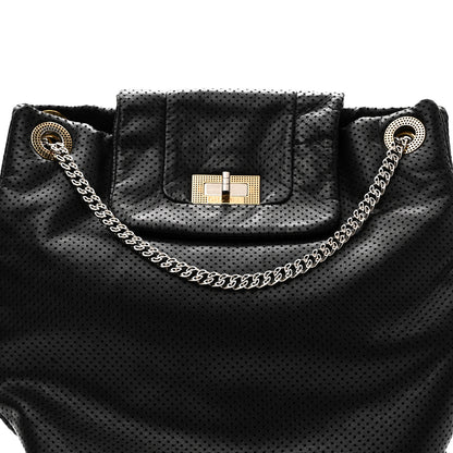 Chanel Calfskin Perforated Drill Tote Bag Black 8 of 10