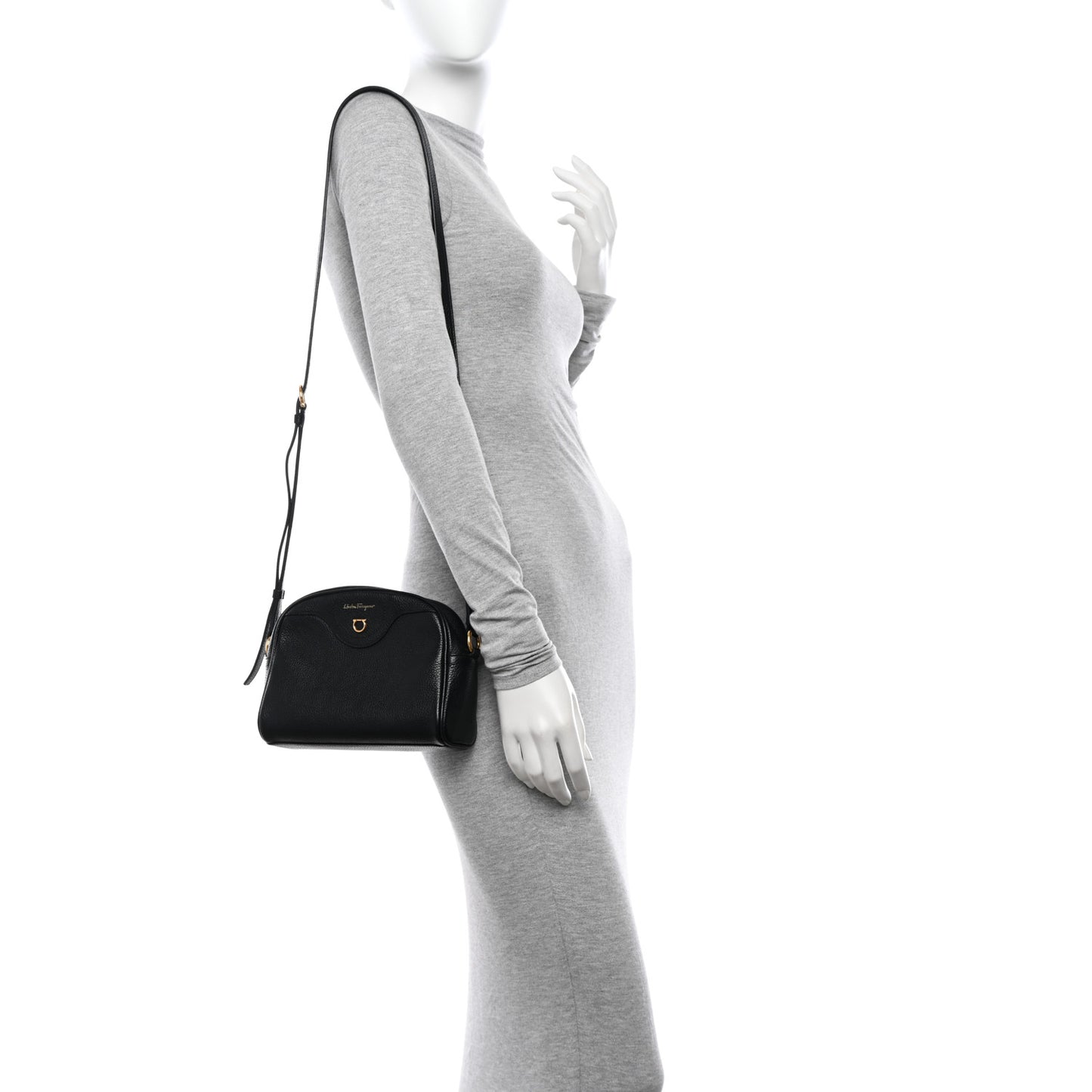 Calfskin Travel Camera Crossbody Bag Black