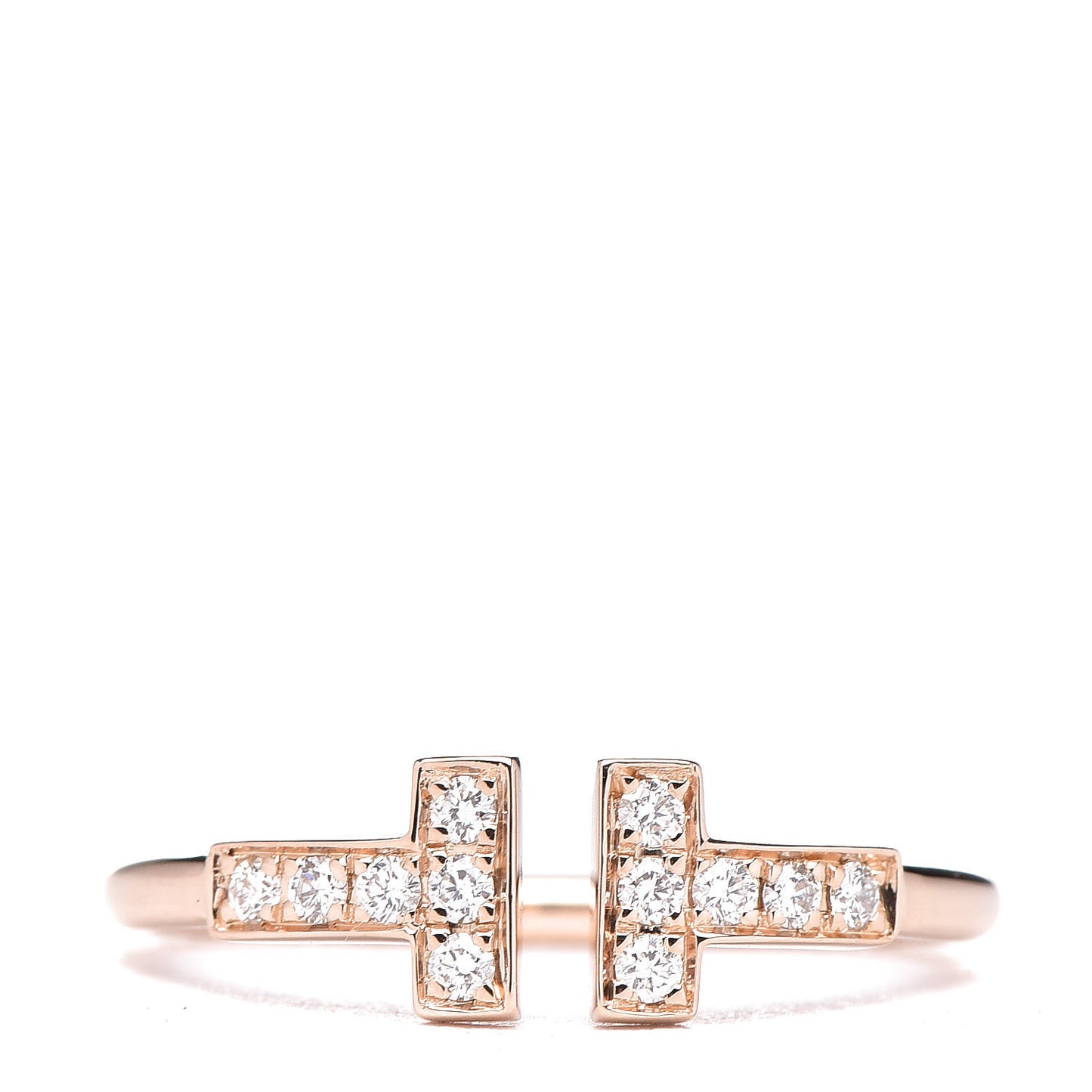 18K Rose Gold Diamond T Wire Ring 53 6.5