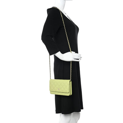 Chanel Lambskin Quilted Wallet On Chain WOC Light Green 2 of 12