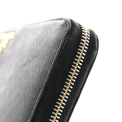 Prada Saffiano Metal Zip Around Wallet Black 16 of 16