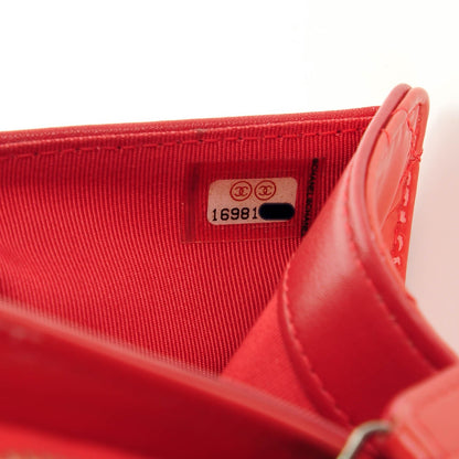 Chanel Patent Quilted Zip Pocket Wallet Coral 8 of 8