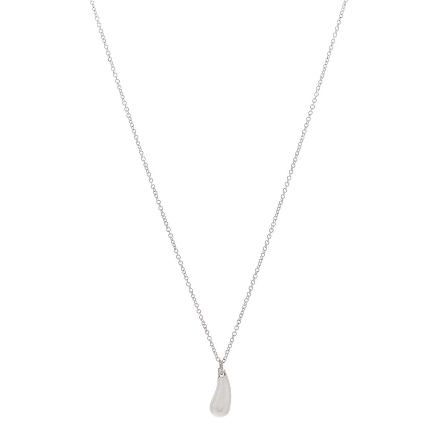 Tiffany Sterling Silver 12mm Elsa Peretti Teardrop Pendant Necklace 1 of 5