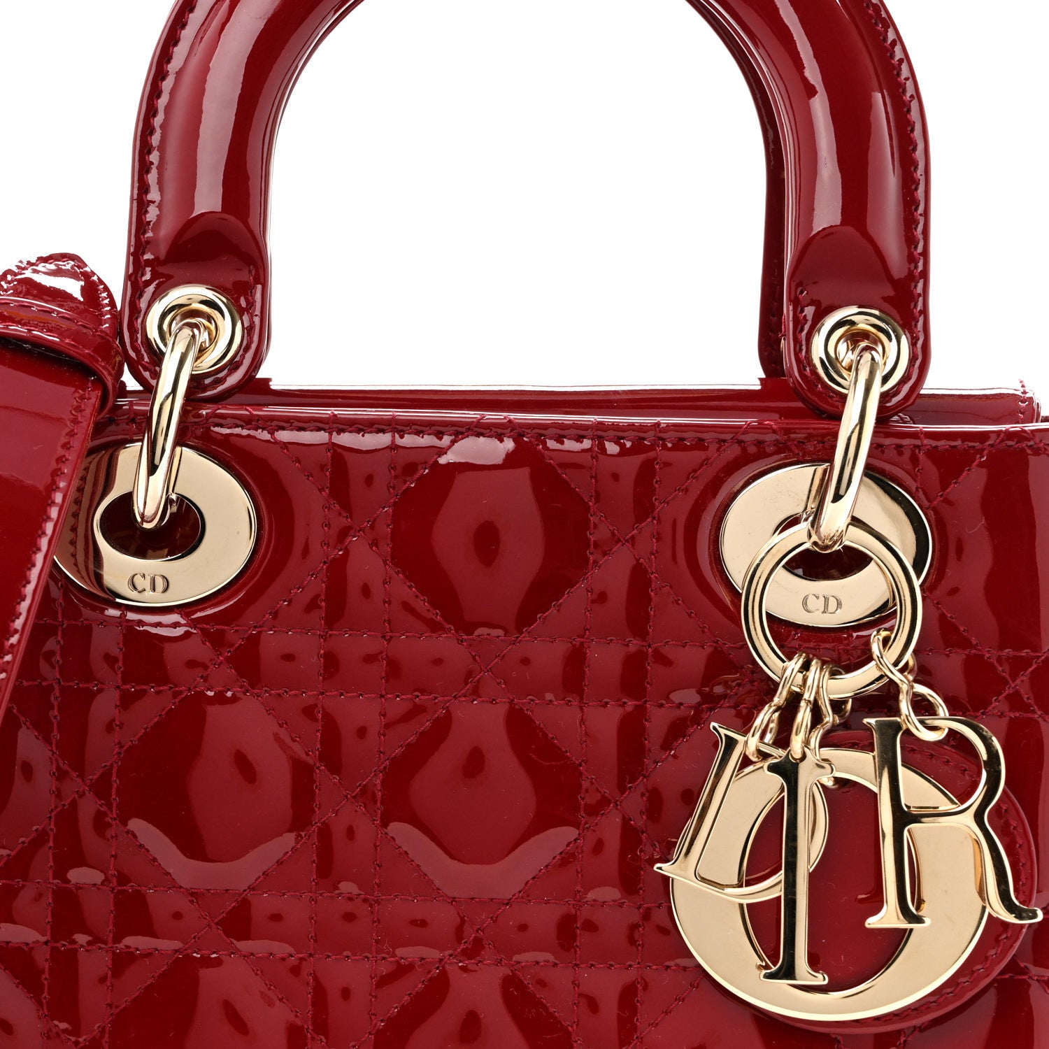 Christian Dior Patent Cannage Small Lady Dior Cherry Red 5 of 10