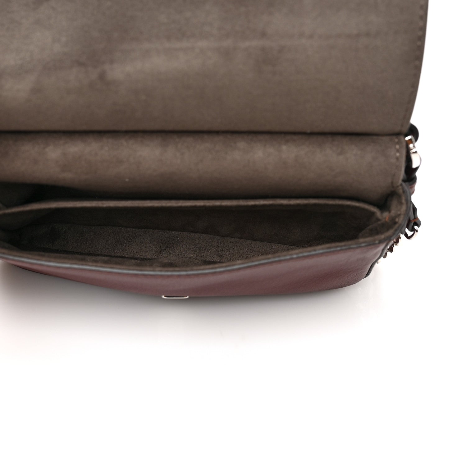 Fendi Vitello Dolce Flowerland Bi-Color Studded Micro Double Baguette Bordeaux White Ice 5 of 11