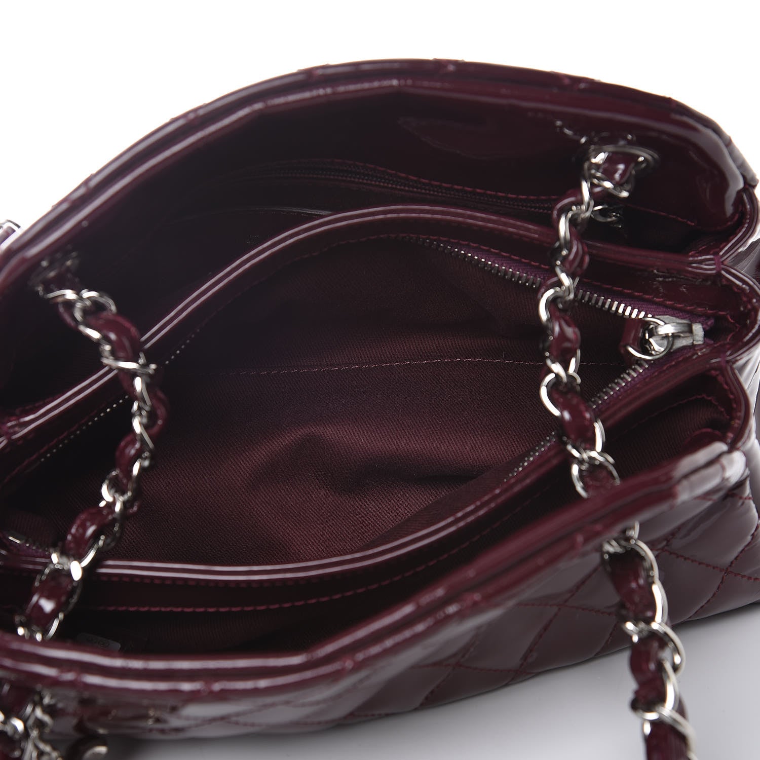 Chanel Patent Quilted Small Just Mademoiselle Burgundy 5 of 11