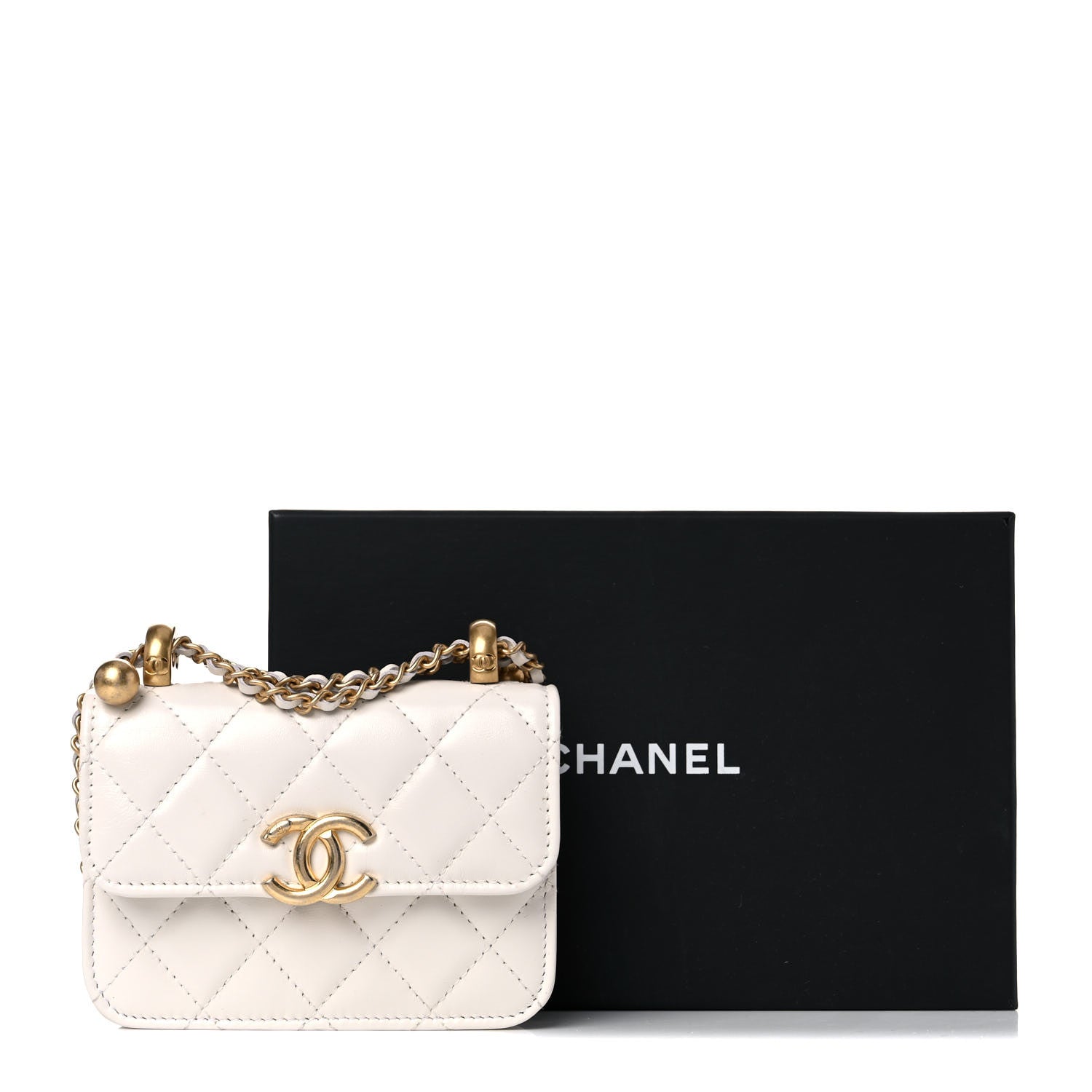 Chanel Calfskin Quilted Perfect Fit Coin Purse With Chain White 11 of 11