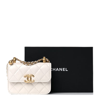 Chanel Calfskin Quilted Perfect Fit Coin Purse With Chain White 11 of 11