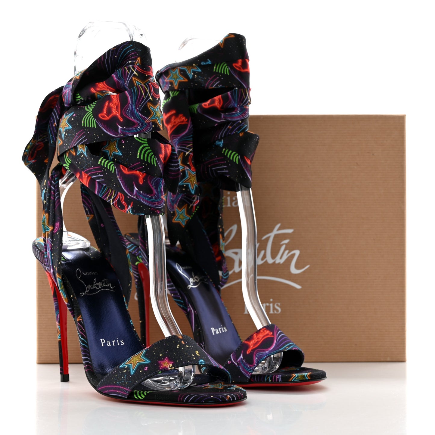 Crepe Satin Starlight Sandale Du Desert 100 Ankle Wrap Sandals 37.5 Black Multicolor