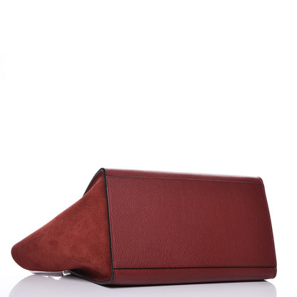 Celine Drummed Calfskin Suede Small Trapeze Merlot 5 of 8