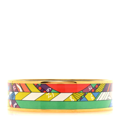 Hermes Enamel Printed Astrologie Nouvelle Wide Bracelet 70 Vert Fluo Rose Indien Cobalt 3 of 5