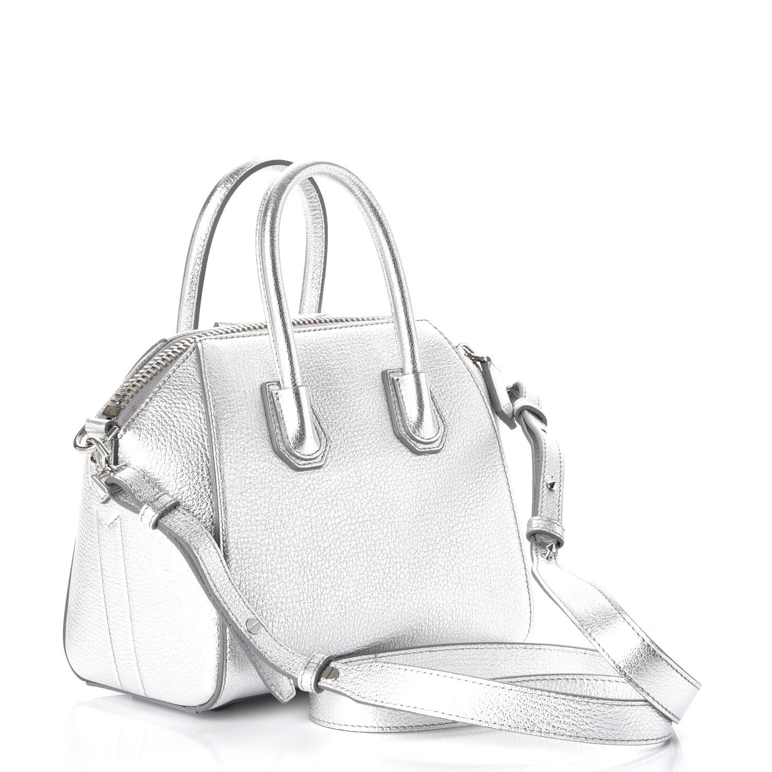 Givenchy Metallic Sugar Goatskin Mini Antigona Silver 4 of 8
